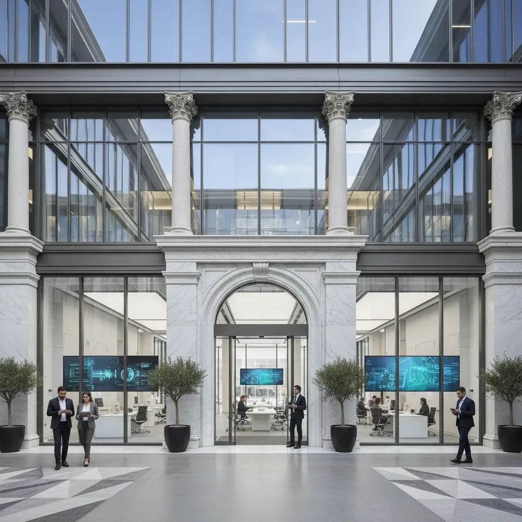 Modern Italian bank building representing financial institutions and investment opportunities