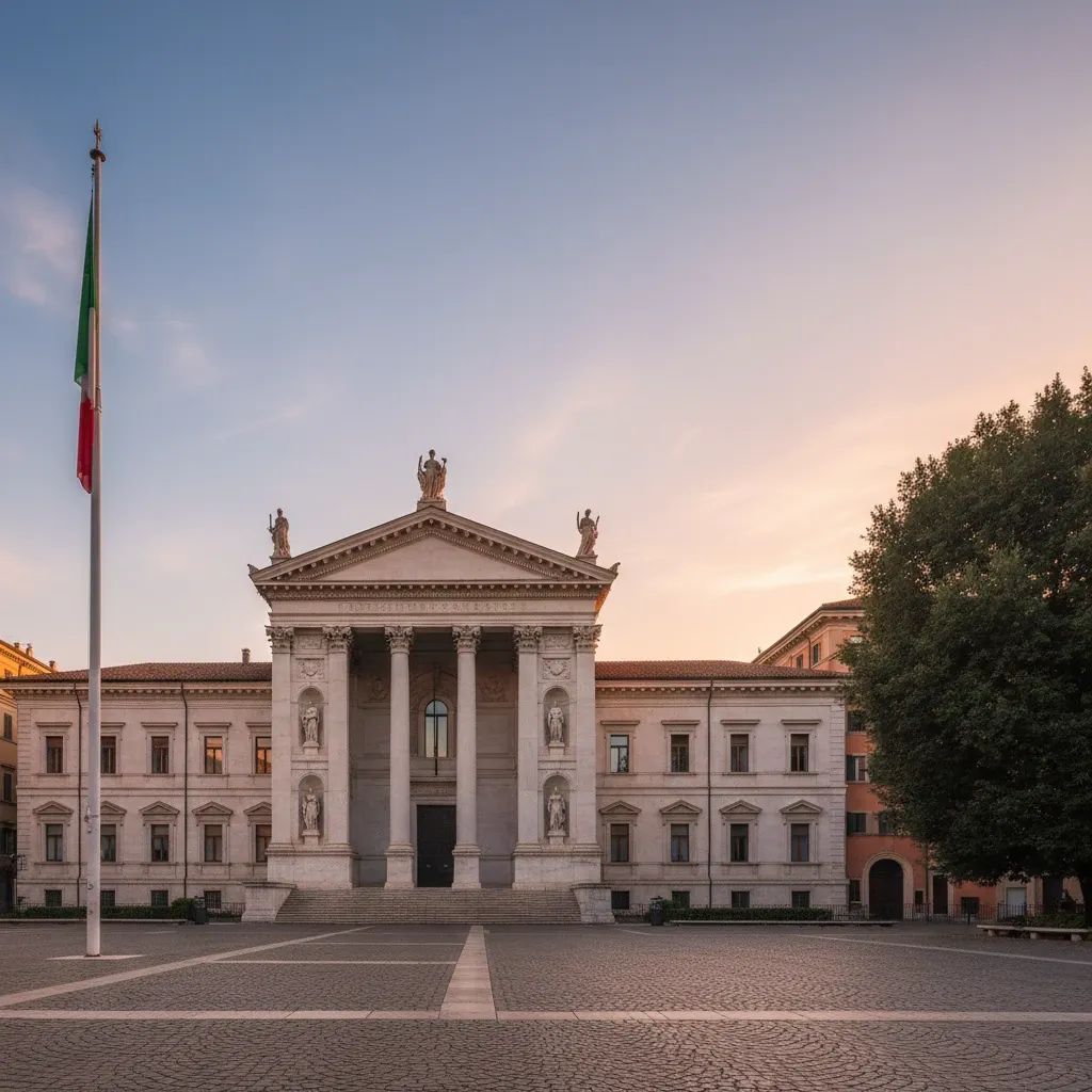 Italian courthouse building with classical architecture representing judicial system and constitutional reform