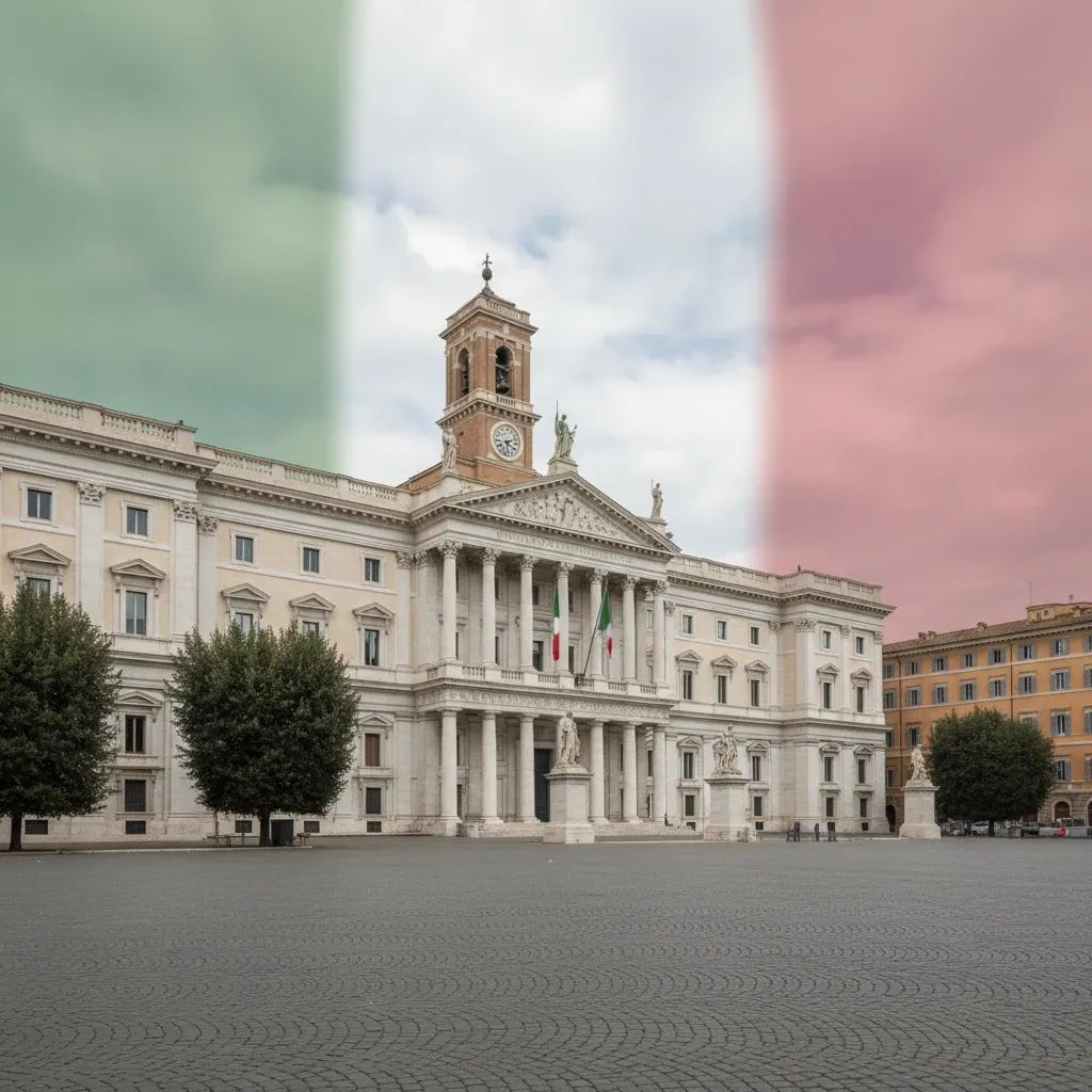 Italian Parliament building exterior, classical architecture representing judicial and political institutions