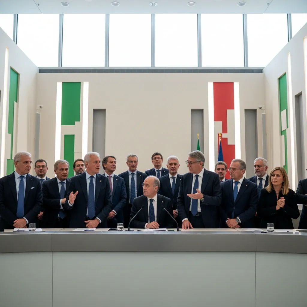 Italian political leaders gathered for coalition negotiations on upcoming 2027 elections