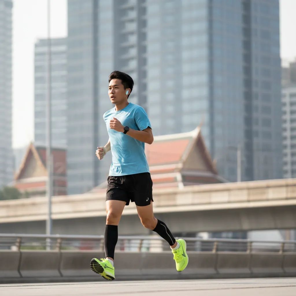 Marathon runner in motion during professional athletics competition