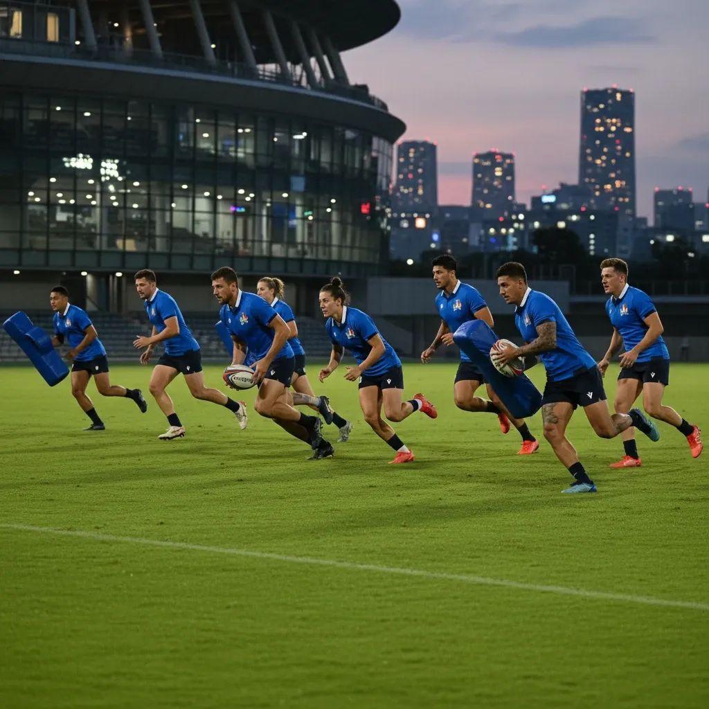 Italian rugby players training during Nations Championship preparation session