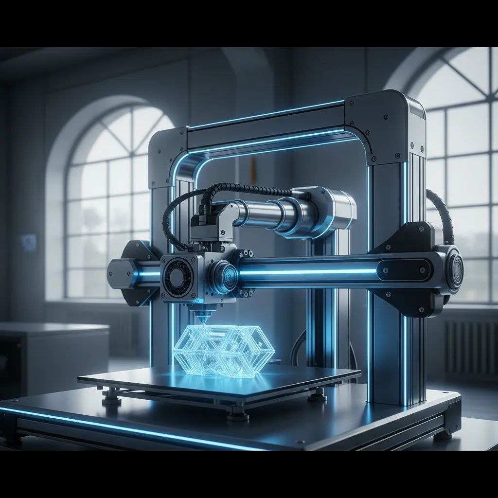 Advanced 3D printer technology in modern manufacturing facility representing Roboze's aerospace innovation