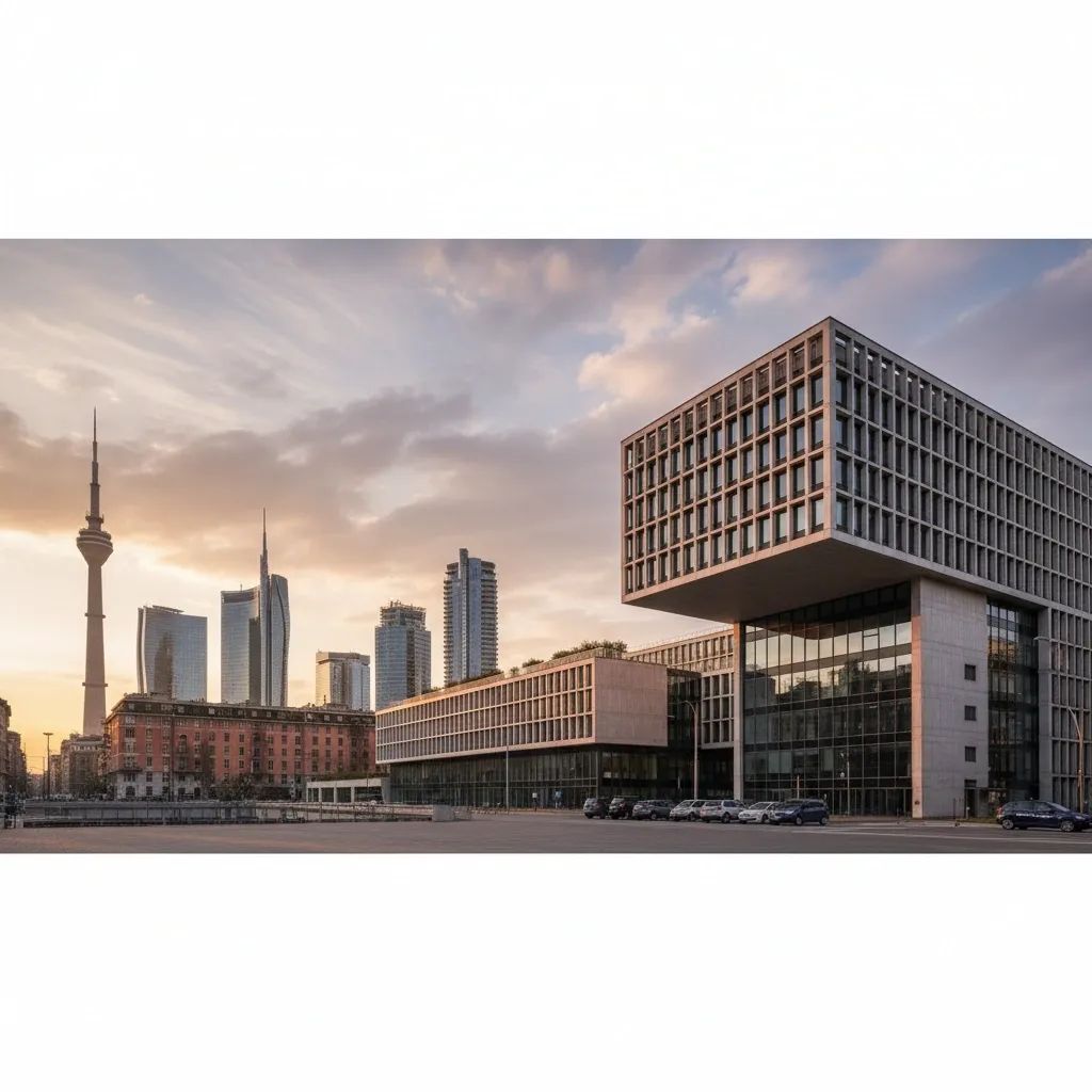 Italian police headquarters building in Milan with institutional architecture