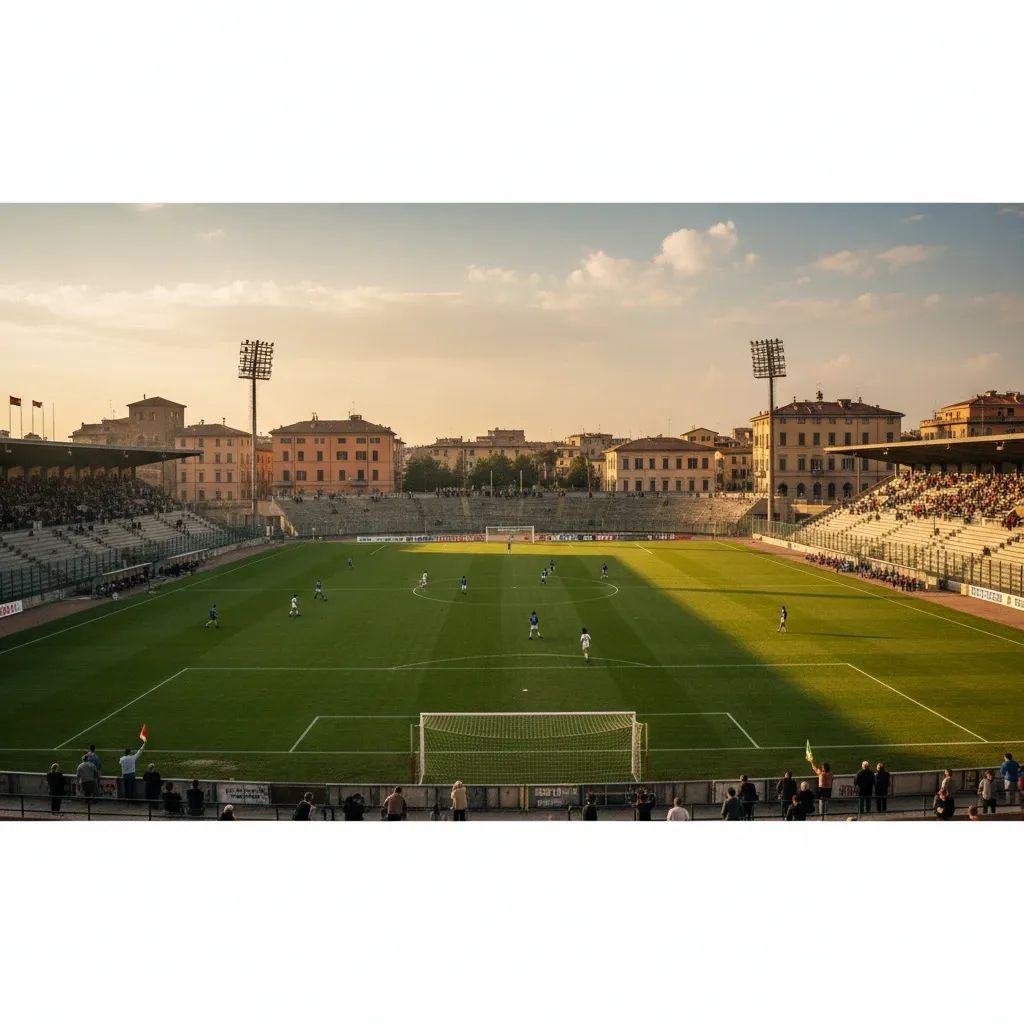 Historic Italian football stadium scene from Serie A golden era of the 1980s