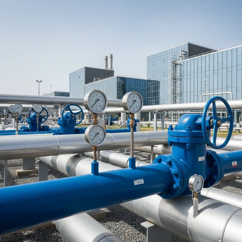 Natural gas pipeline infrastructure at Italian energy facility
