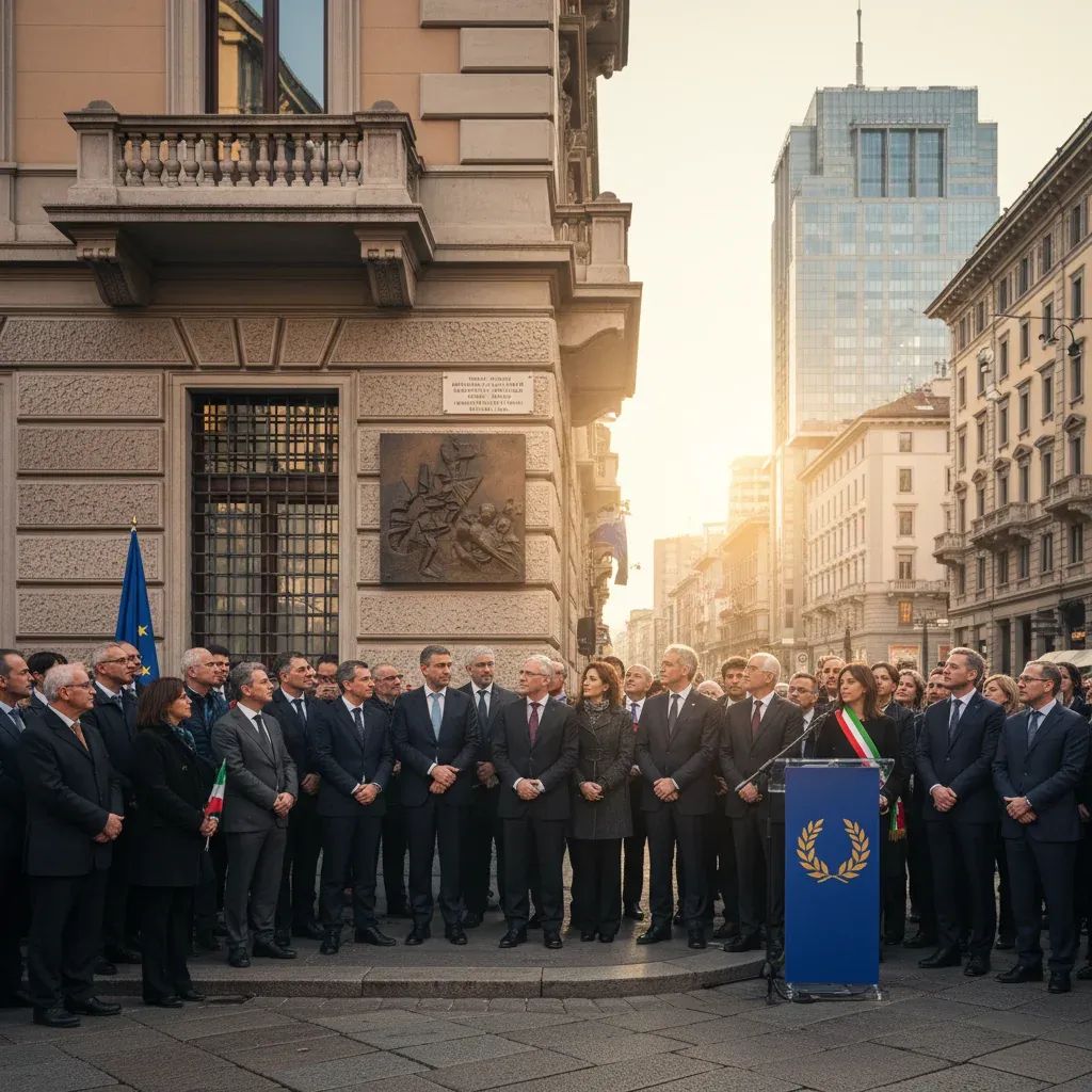 Milan residents gathered at street renaming ceremony for Giuseppe Pinelli memorial plaque installation