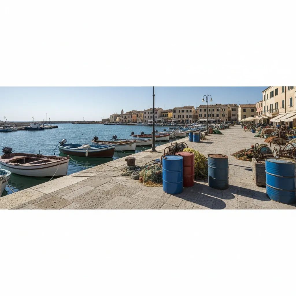 Italian fishing boats moored at coastal port during fuel crisis