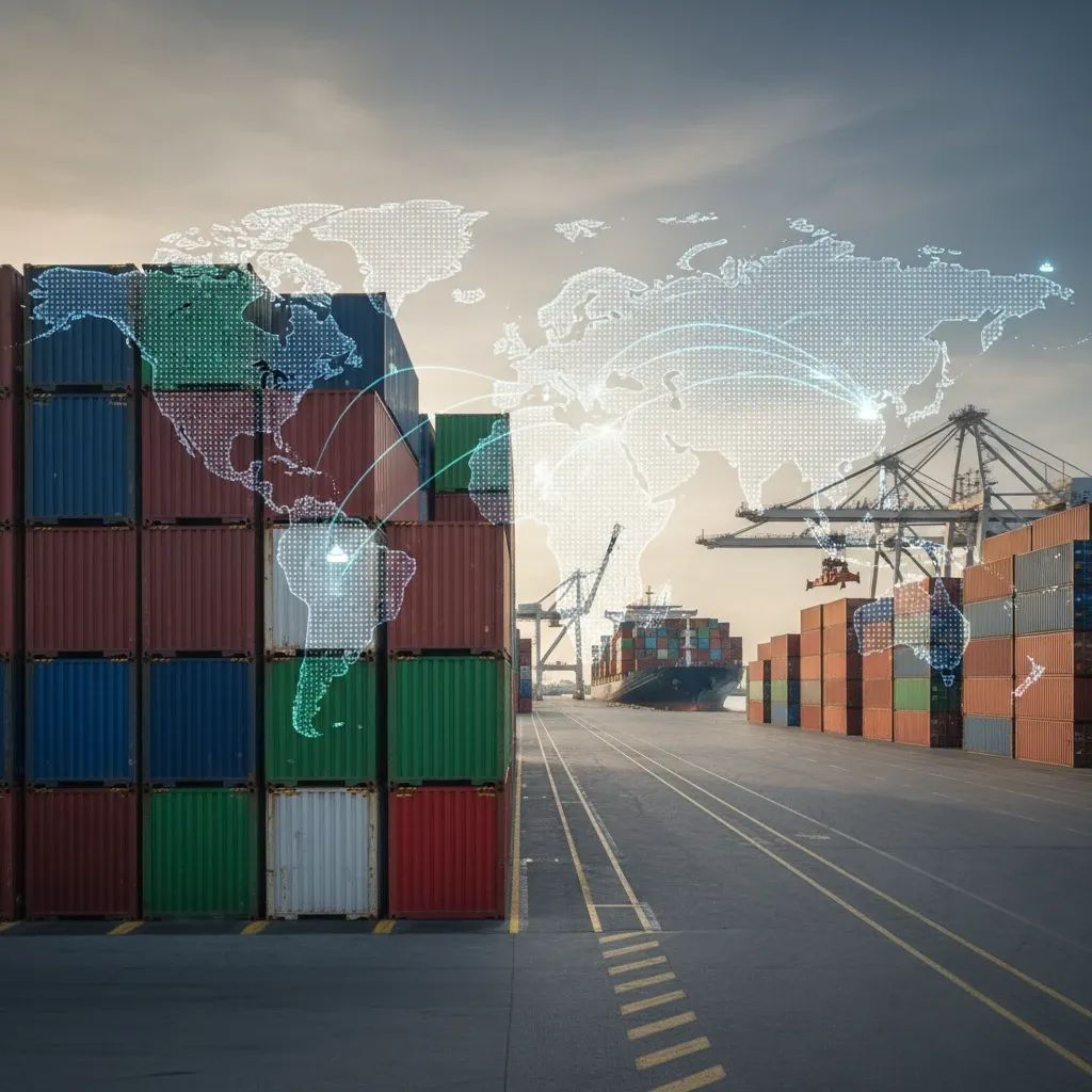 Cargo containers at international port showing transatlantic trade logistics affected by tariffs