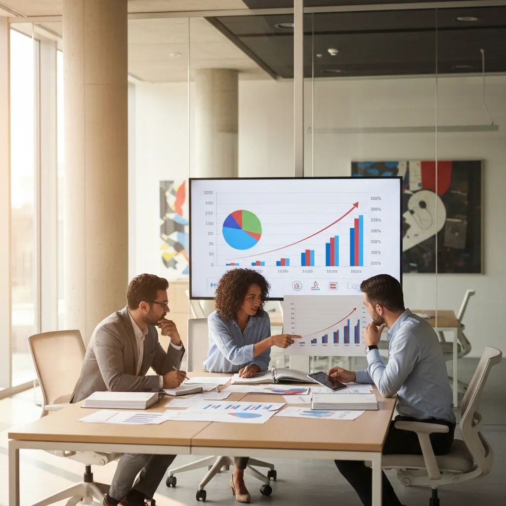 Office professionals reviewing salary and equality data in modern Italian workplace setting