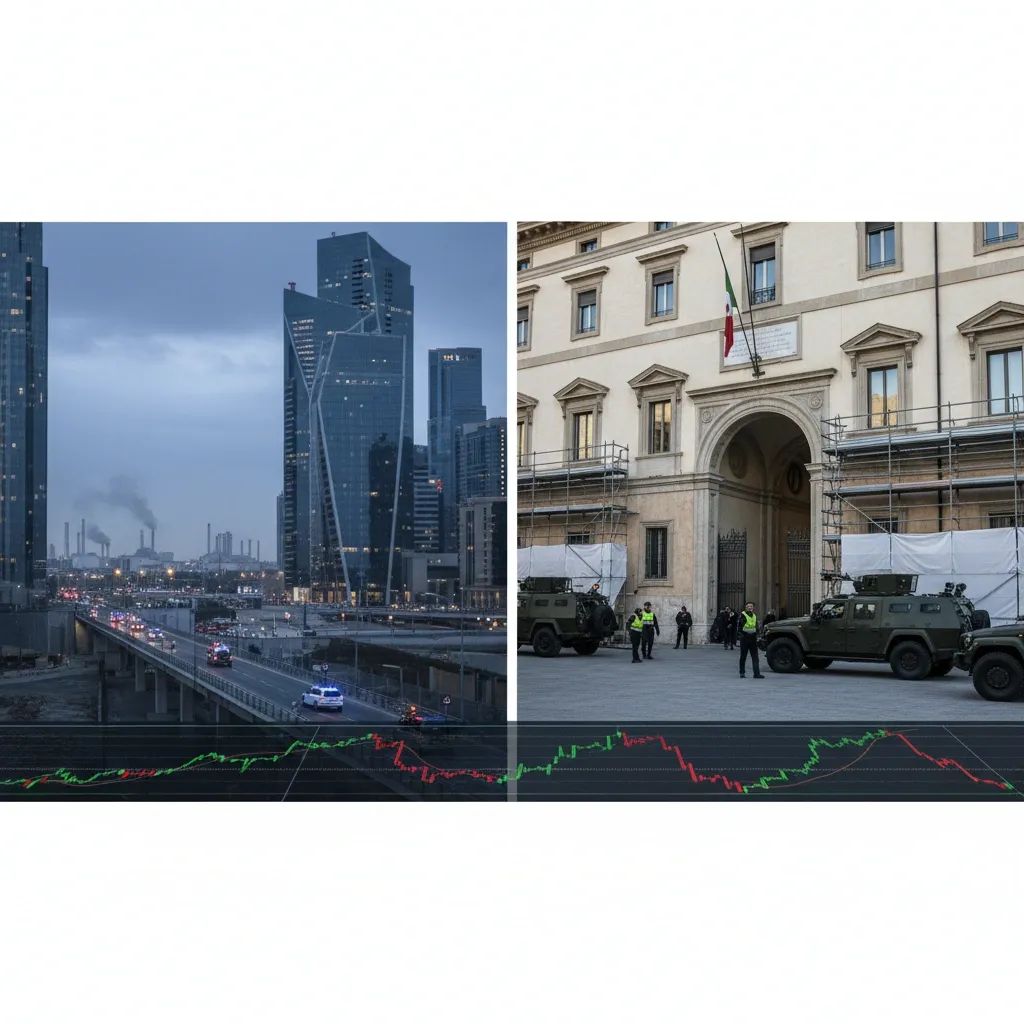 Emergency response coordination center with monitors showing Middle East situation and oil price updates during diplomatic crisis