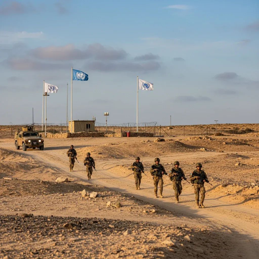 Italian military personnel conducting UNIFIL peacekeeping patrol in Lebanon's border region