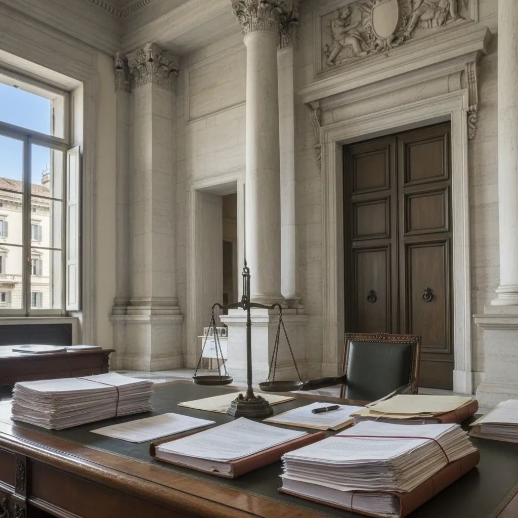 Italian government building with official documents representing presidential clemency and legal review process
