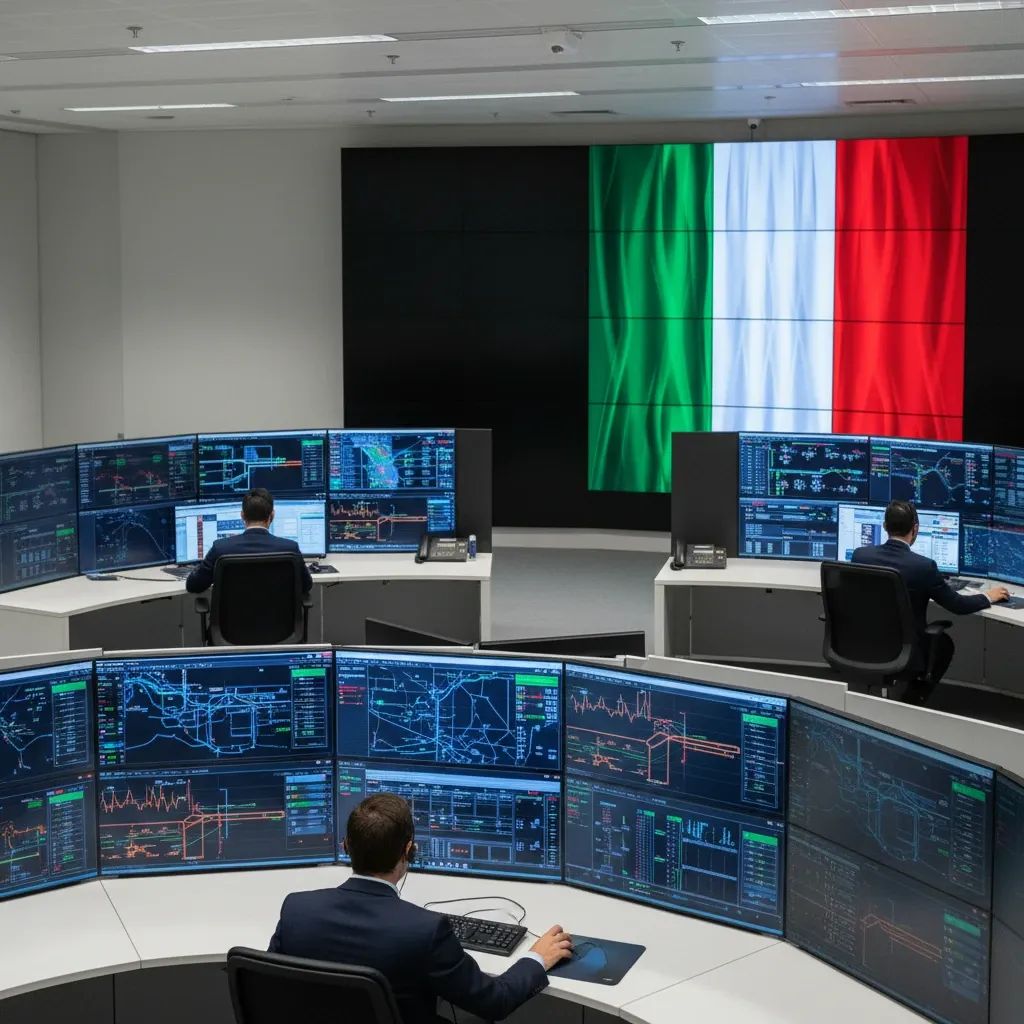 Modern energy control center representing Terna's electricity grid management infrastructure