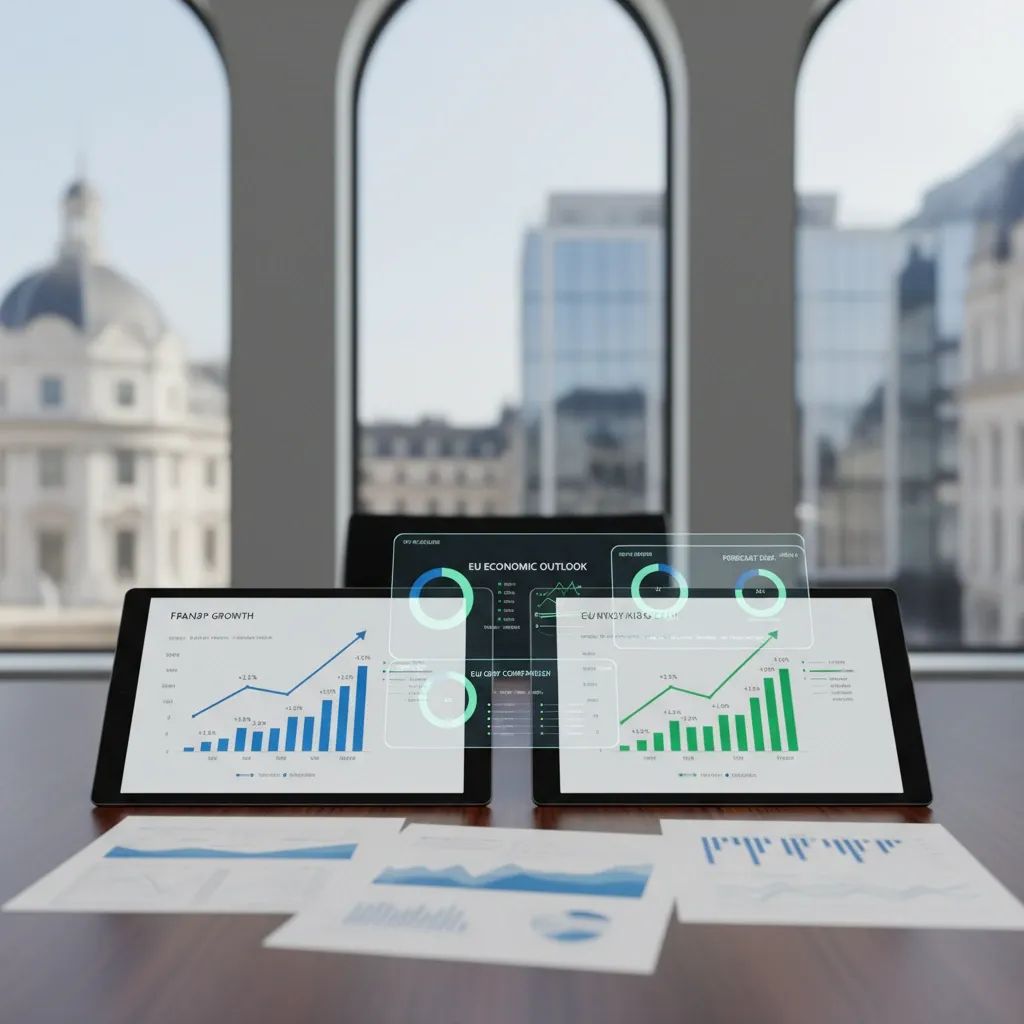 Economic data visualization comparing France and Italy GDP growth with financial charts and statistics