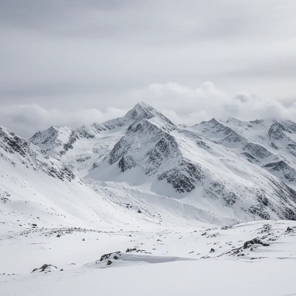Snow-covered Alpine slopes showing steep mountain terrain in winter conditions