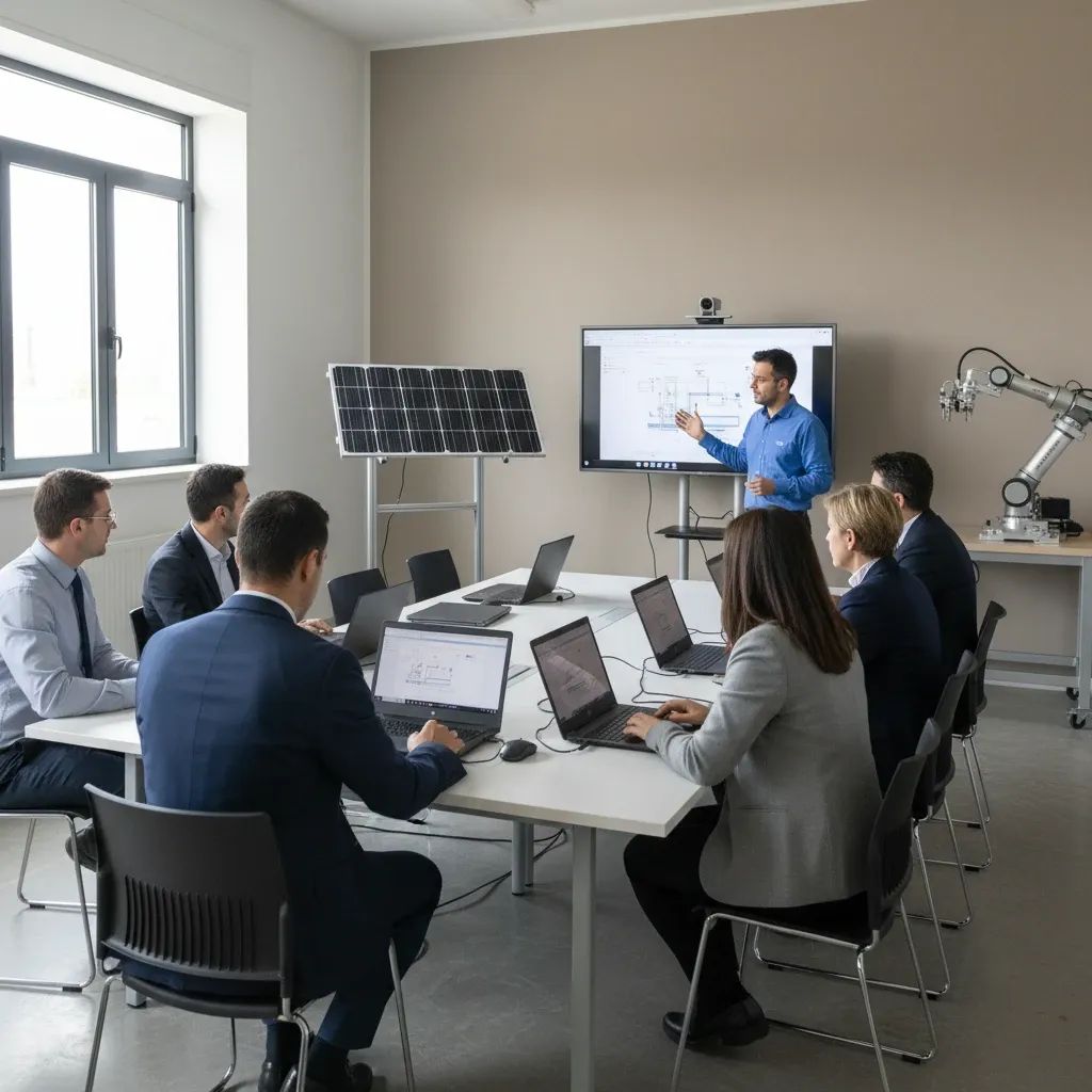 SME staff in southern Italy following digital and green technology training in a modern workshop