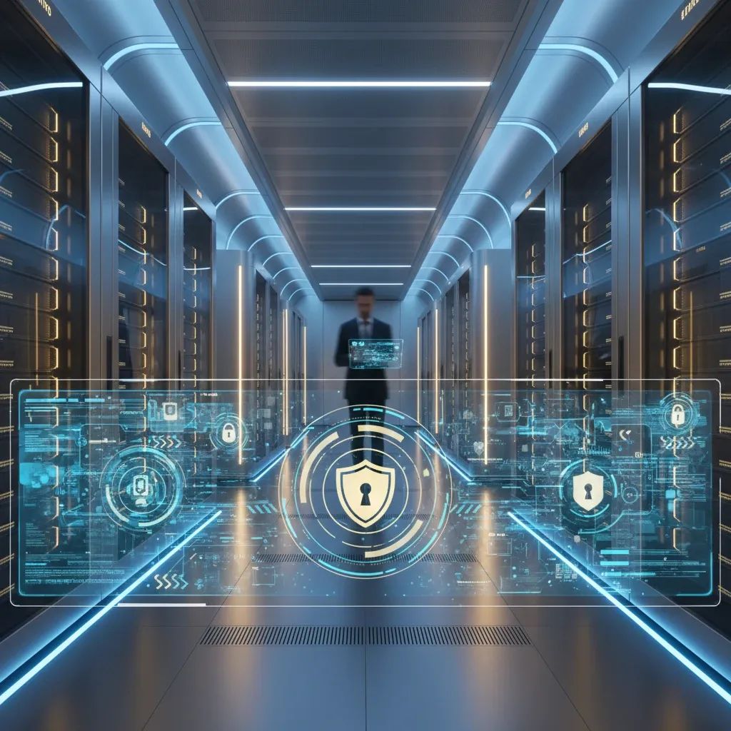 Digital security visualization with banking and data protection elements representing Italian financial privacy regulations