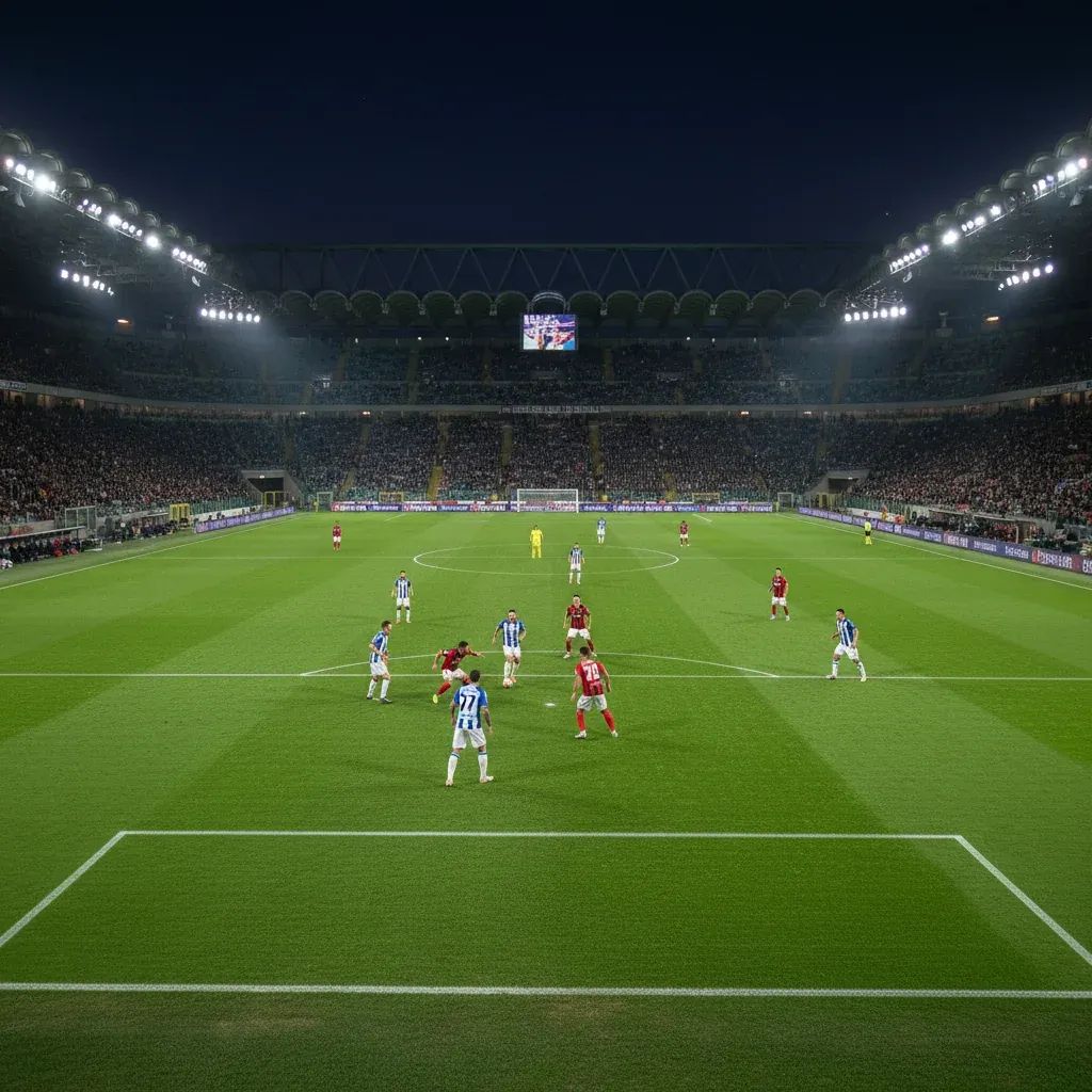 Inter Milan and Como players contest possession during Coppa Italia semifinal match at stadium