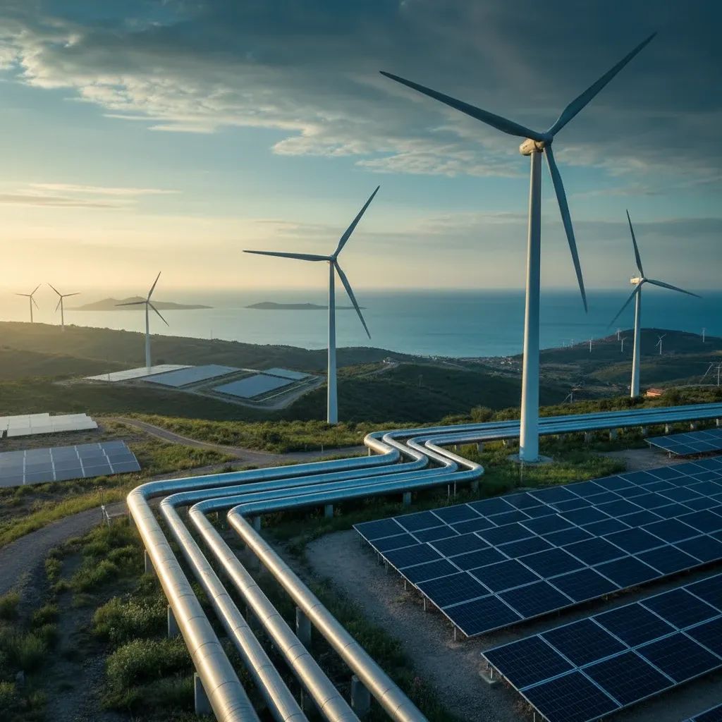 Modern energy infrastructure representing Italy's gas and renewable transition strategy