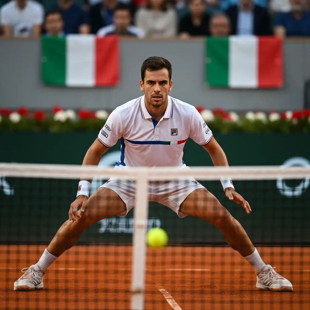 Italian tennis player Lucrezia Stefanini during match at Indian Wells tournament