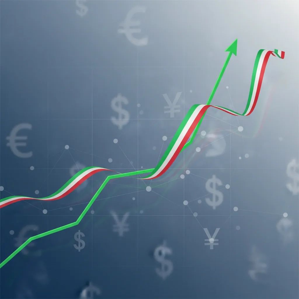 Upward trending financial chart representing improved Italian bond market performance