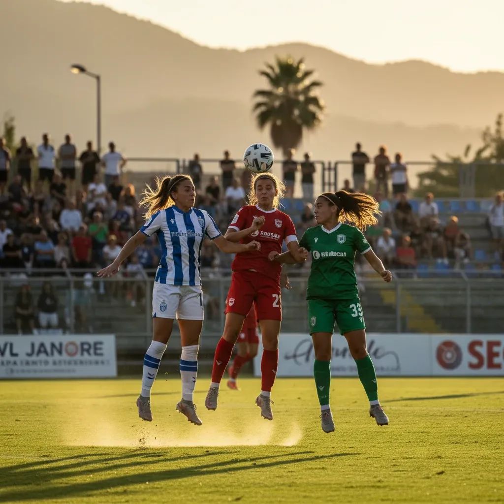 Italian women's football players in action on the pitch during World Cup qualifier match