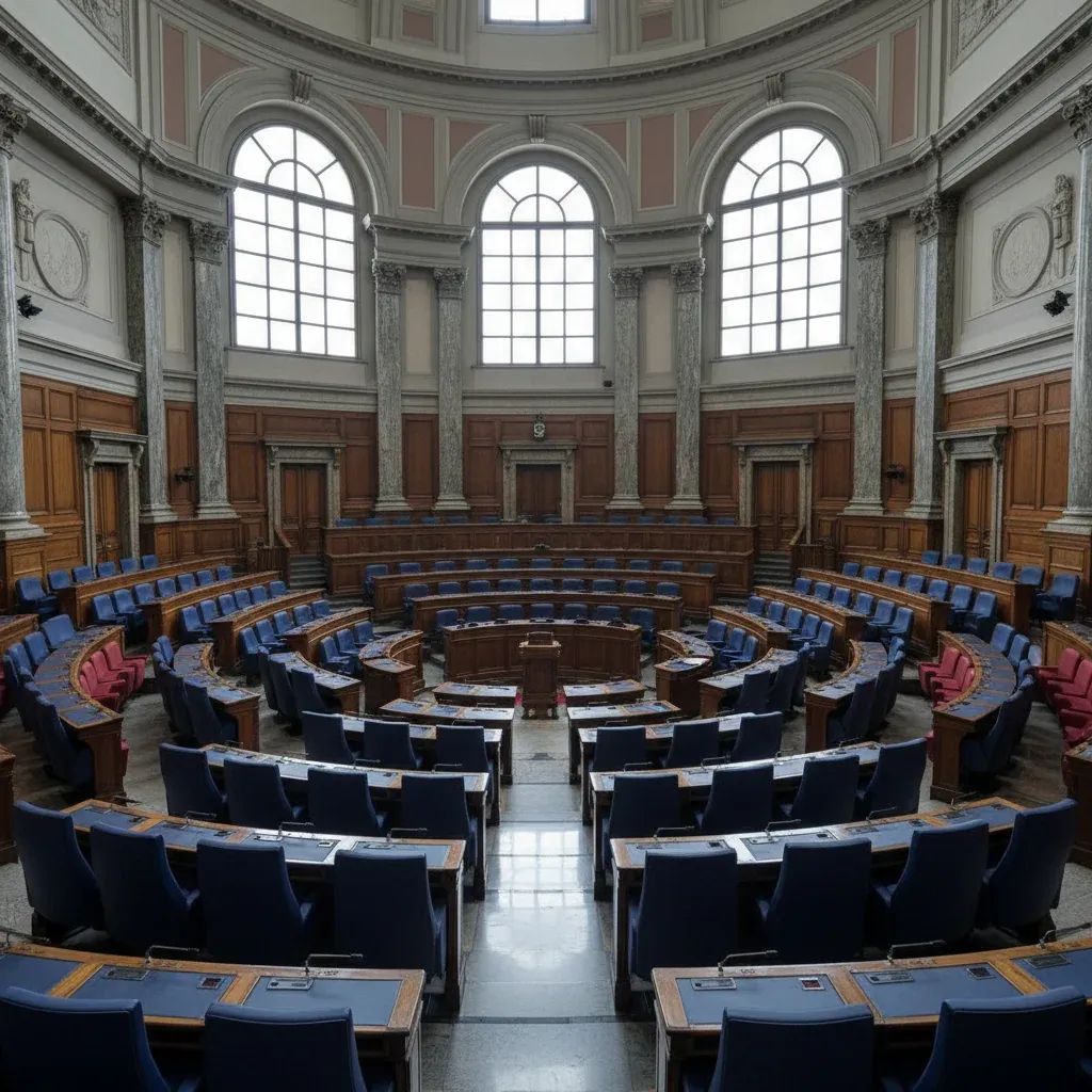 Italian parliament chamber showing legislative seating area and formal government setting