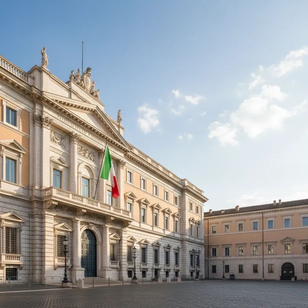 Italian government building Palazzo Chigi, official government architecture symbolizing cabinet reshuffle